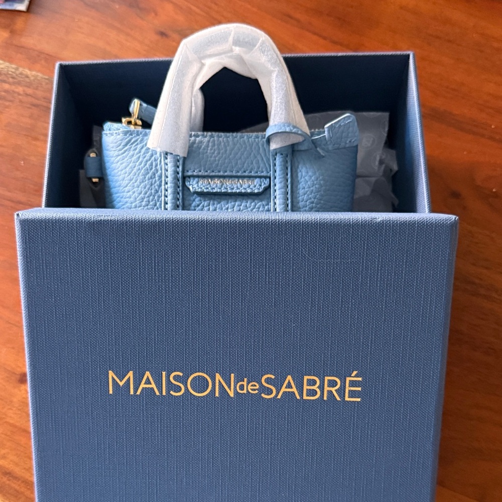 Elegant Blue Leather Handbag charm - Picture 2 of 3